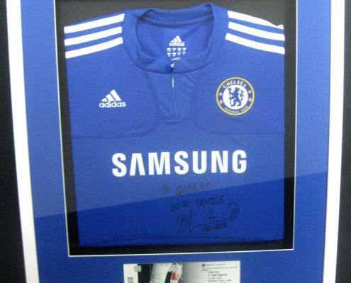 bespoke picture framing signed Chelsea shirt sports memorabilia