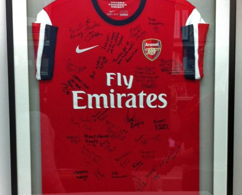 bespoke picture framing signed arsenal shirt sports memorabilia