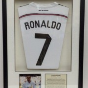 Bespoke picture framing Ronaldo signed shirt framed sports memorabilia