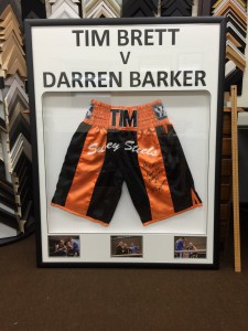 bespoke picture framing signed sports memorabilia boxing shorts